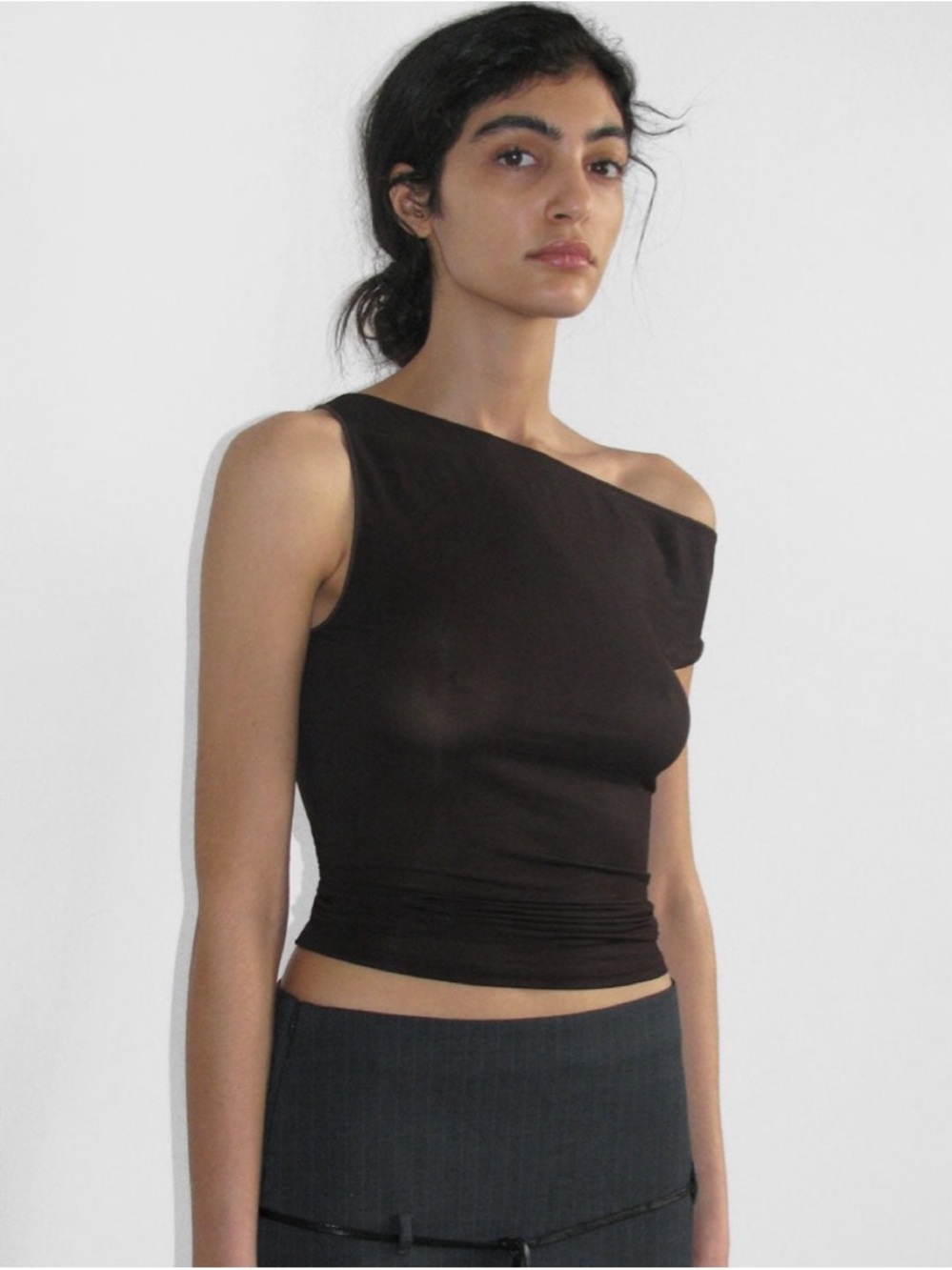 Paloma Wool no 1528 Dominica Off Shoulder Brown Top